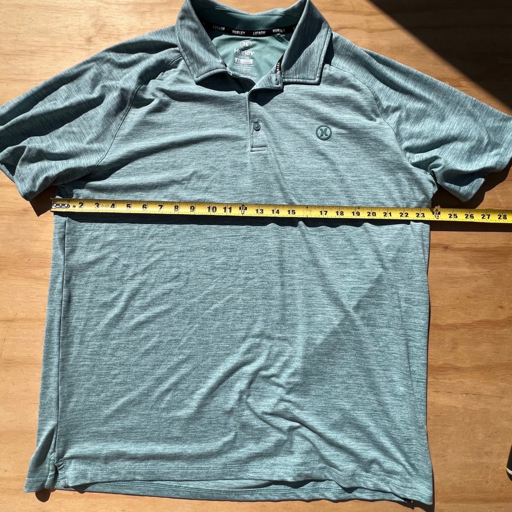 Hurley Mens XL Performance Polo Shirt Heather Teal Green Short Sleeve Golf Top